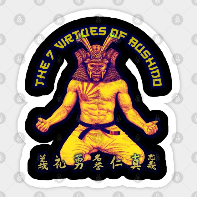 Seven virtues of Bushido - Japanese samurai Sticker by undersideland